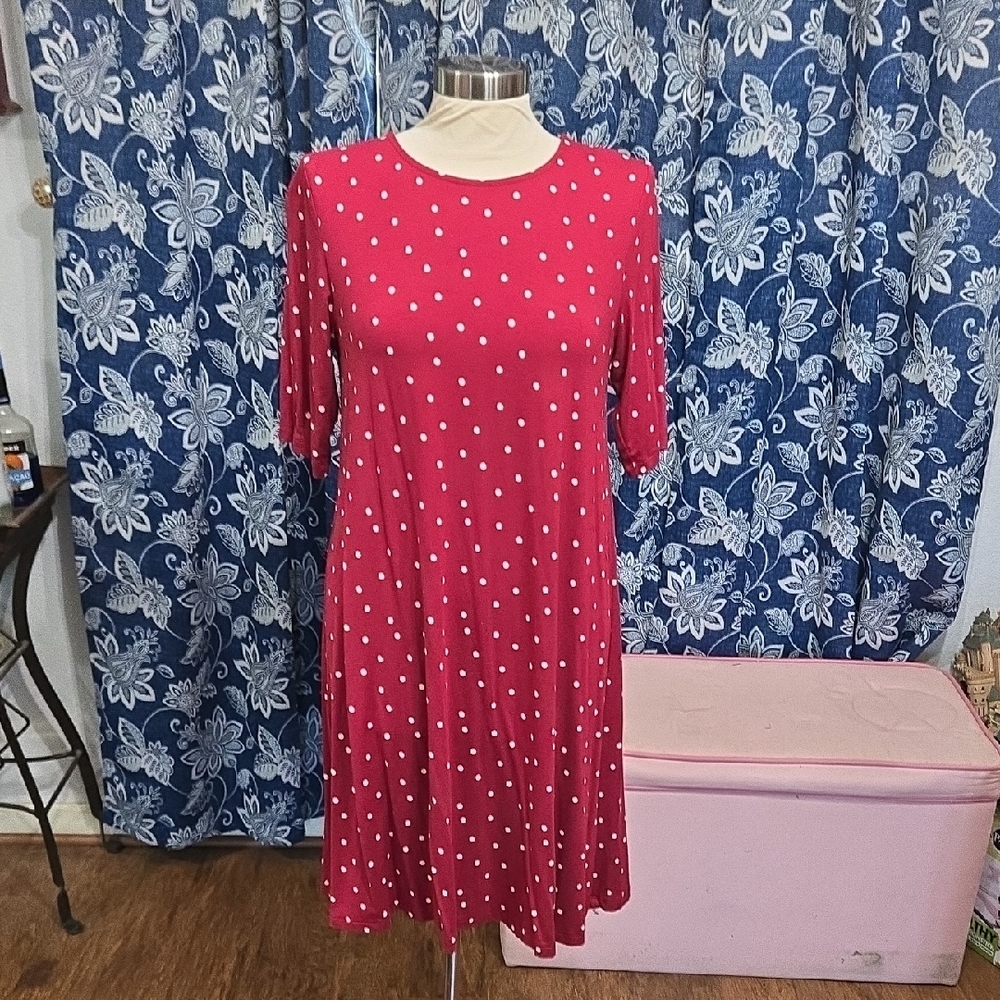 Old Navy Red Polka Dot Long Sleeve Dress